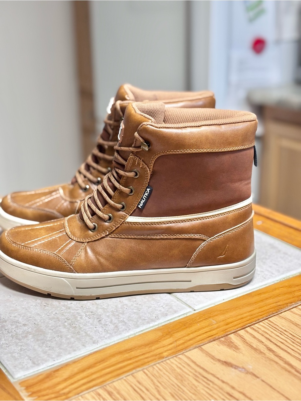 EUC Nautica Mens Lockview Weatherproof Winter Duck Boots Brown Sz 10 WARM